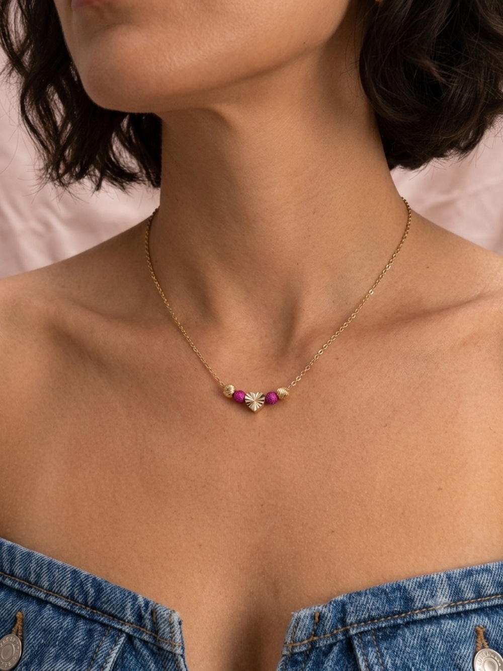 MINIMALIST Beads and Heart Necklace